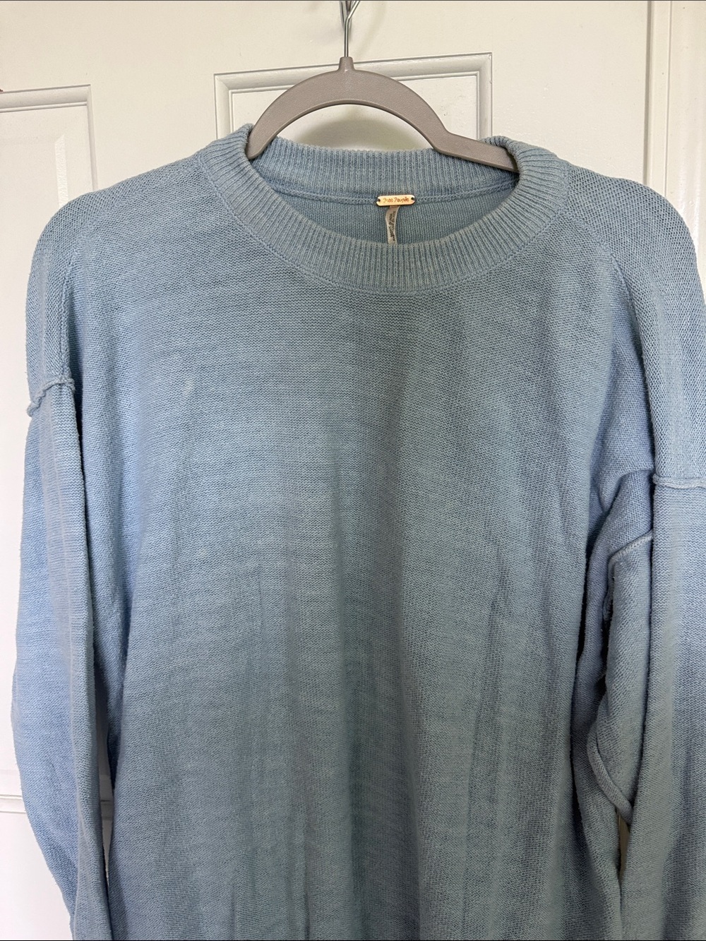 Free People Reverse Seam Mock Neck Oversize Cotton Pullover Sweater - Picture 3 of 8